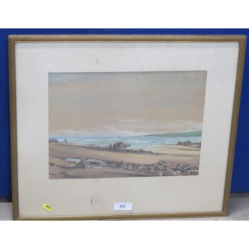 435 - JOHN MARSHALL. 'Collecting Kelp by a Shore', signed, watercolour and gouache, 12 x 15in; together wi... 