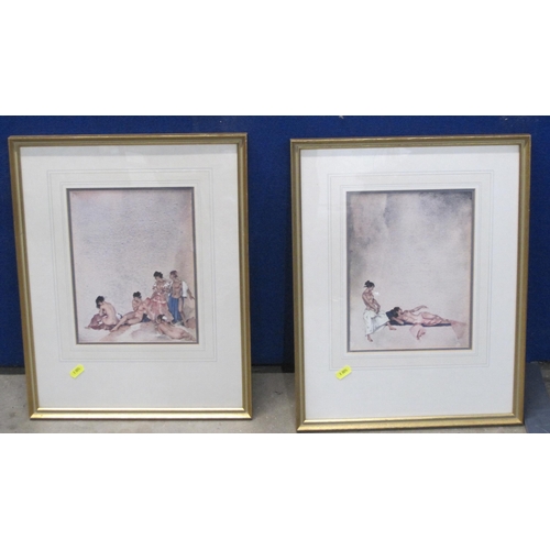 458 - AFTER SIR WILLIAM RUSSELL FLINT PRA. A figure group, pencil signed, reproduction in colours; and thr... 