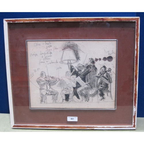 461 - CIRCLE OF FELIKS TOPOLSKI. Figures playing Music, charcoal sketch, inscribed, 12 x 15 1/2 in; and tw... 