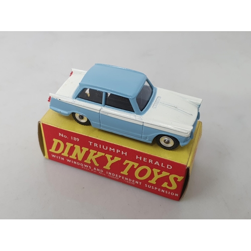 117 - Dinky Toys 189 pale blue and white Triumph Herald, boxed