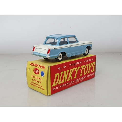 117 - Dinky Toys 189 pale blue and white Triumph Herald, boxed