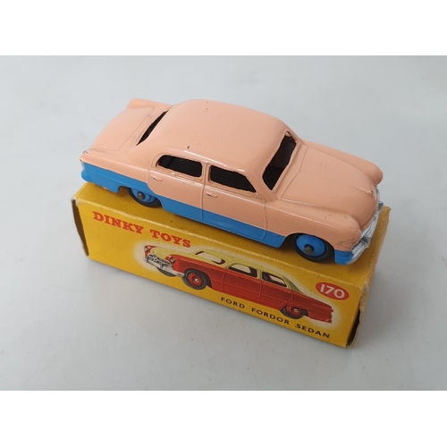 120 - Dinky Toys 170 blue and pink Ford Dordor Sedan, boxed (box has surface tear in one side)