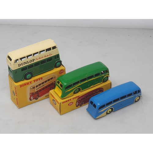 135 - Dinky Toys 290 Double Deck Bus, boxed (felt tip on front of model), Dinky Toys 281 Luxury Coach (rep... 