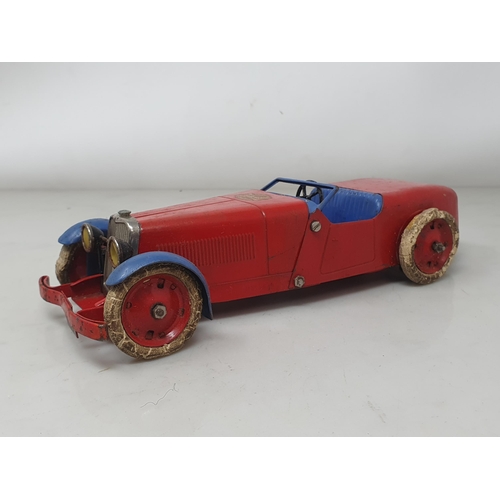 191 - A Meccano No.1 Constructor Car in red and blue with spare parts to complete the saloon conversion, s... 