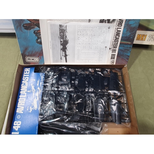 193 - An Airfix 1:24 scale Hurricane Mk1 Kit with contents in unsealed plastic bag, a Tamiya 1:48 scale Av... 