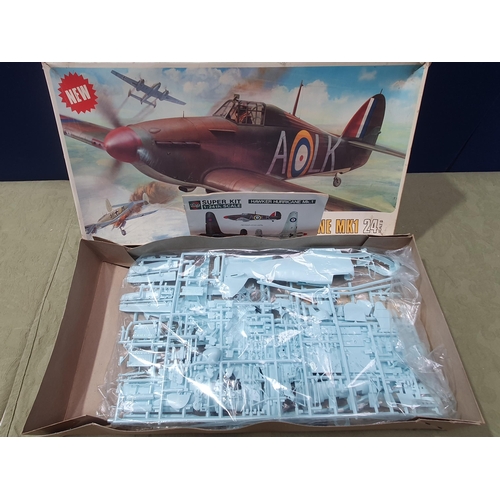 193 - An Airfix 1:24 scale Hurricane Mk1 Kit with contents in unsealed plastic bag, a Tamiya 1:48 scale Av... 