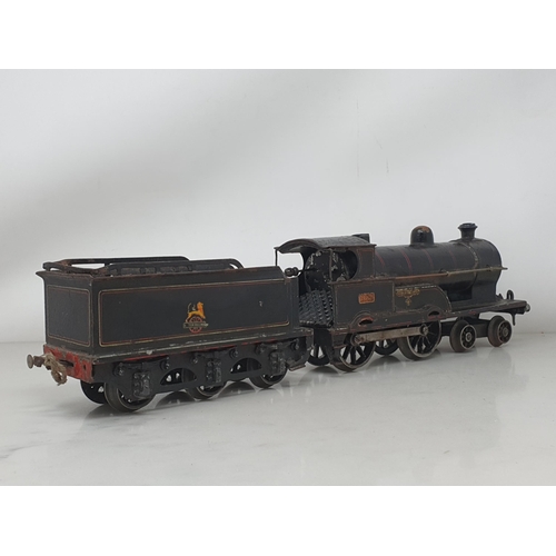 195 - A Bing for Bassett-Lowke 4-4-0 'George the Fifth' clockwork Locomotive and tender (considerable pain... 