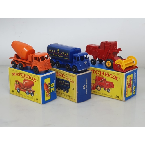 213 - Six boxed Matchbox Lesney Models including No.17 Tipper Lorry, No.10 Sugar Container, No.10 Pipe Tru... 