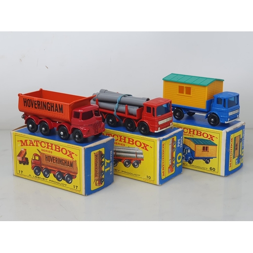 213 - Six boxed Matchbox Lesney Models including No.17 Tipper Lorry, No.10 Sugar Container, No.10 Pipe Tru... 