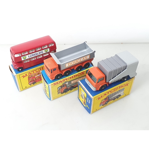 214 - Six boxed Matchbox Lesney Models including No.5 London Bus, No.7 Refuse Truck, No.24 Rolls-Royce Sil... 