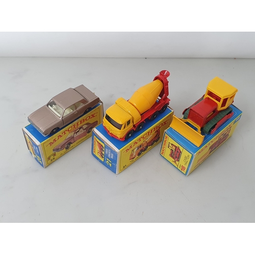 215 - Six boxed Matchbox Lesney Models including No.16 Case Tractor, No.21 Foden Concrete Truck, No.25 For... 