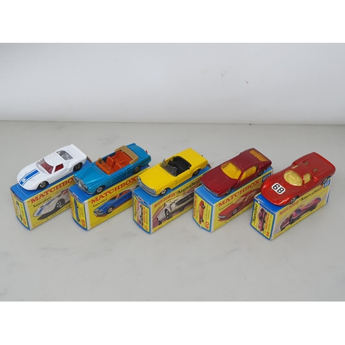 217 - Five boxed Matchbox Superfast Models including No.20 Lamborghini Marzal, No.27 Mercedes 230SL, No.41... 