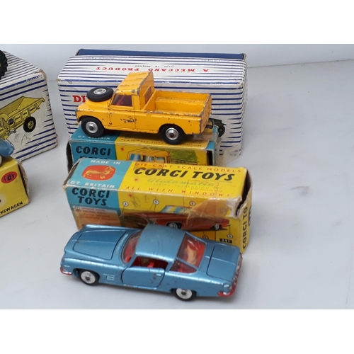 261 - Four Corgi Toys in play worn condition and damaged boxes including No.406S Land Rover, No.241 Ghia L... 