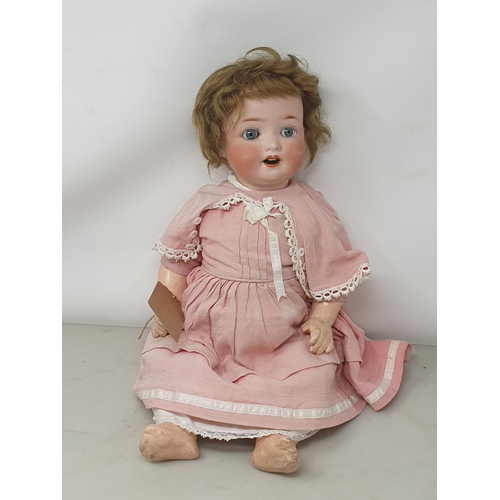 304 - An Heubach Koppledorf 300 bisque Doll with sleeping blue eyes, 18in