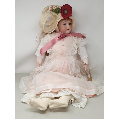 354 - A Handwerck Halbig bisque headed Doll with sleeping brown eyes, 30in