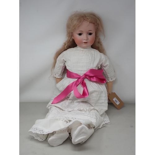 365 - A Max Oscar Arnold bisque headed Doll with sleeping brown eye, 30in