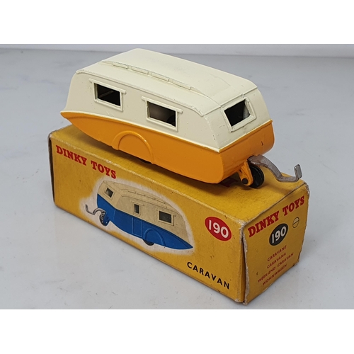 385 - A boxed Dinky Toys No.188 blue and cream Caravan and a boxed 190 yellow Caravan