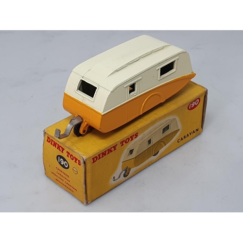 385 - A boxed Dinky Toys No.188 blue and cream Caravan and a boxed 190 yellow Caravan