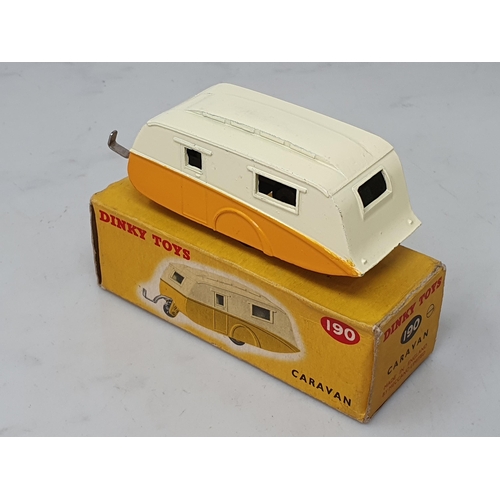 385 - A boxed Dinky Toys No.188 blue and cream Caravan and a boxed 190 yellow Caravan