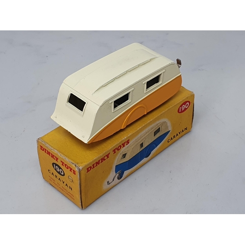 385 - A boxed Dinky Toys No.188 blue and cream Caravan and a boxed 190 yellow Caravan