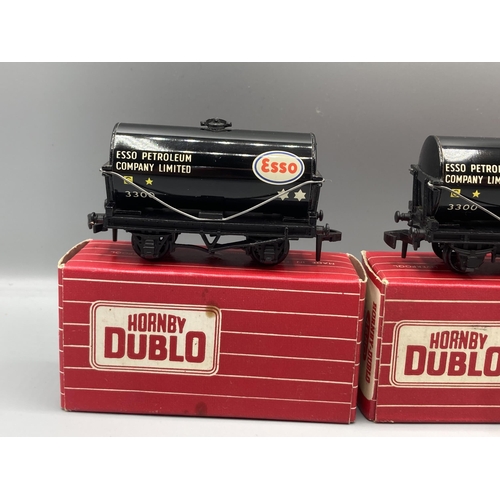 39 - Hornby Dublo reference set of three 4680 black 'Esso' Tankers comprising metal coupling, EPC closed ... 