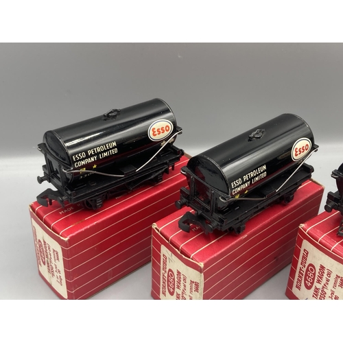 39 - Hornby Dublo reference set of three 4680 black 'Esso' Tankers comprising metal coupling, EPC closed ... 