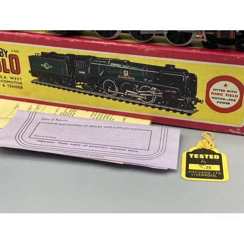 4 - Hornby Dublo 2235 'Barnstaple' Locomotive, unused in mint condition, wheels show no sign of use. Box... 