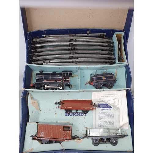 409 - A boxed Hornby 0 gauge clockwork No.50 Goods Set in BR black livery