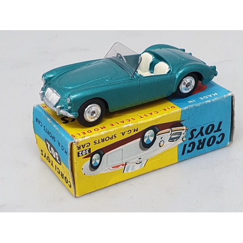 421 - A boxed Corgi Toys No.302 metallic green MGA Sports Car