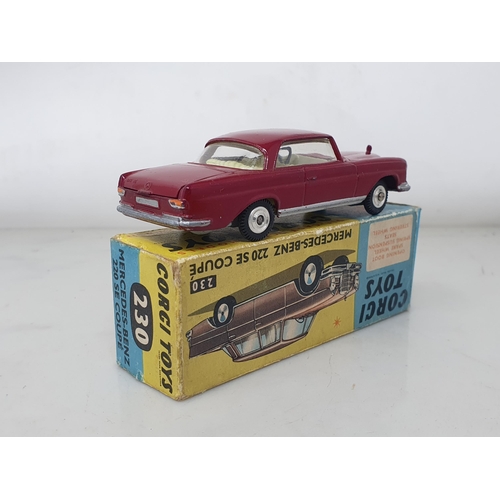 438 - A boxed Corgi Toys No.230 maroon Mercedes-Benz 220SE Coupe