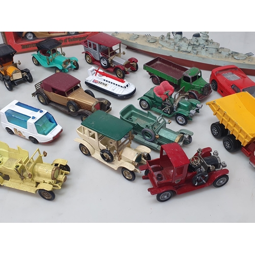 473 - Two trays of play worn Dinky, Corgi, Matchbox and other diecast Vehicles