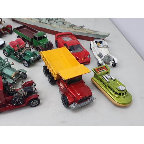 473 - Two trays of play worn Dinky, Corgi, Matchbox and other diecast Vehicles