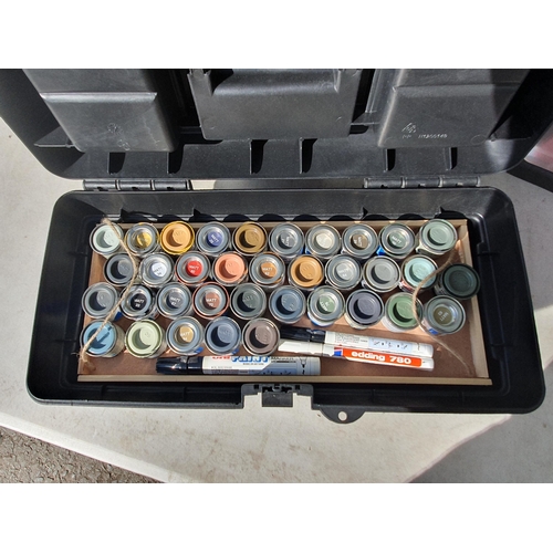 494 - Four Tool Boxes containing a collection of Modelling Tools, Paints, Track Pins, and other Accessorie... 