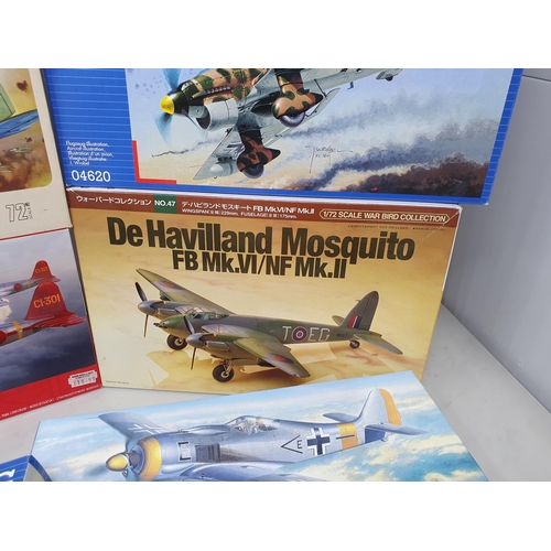 534 - Ten boxed Airfix, Revell and Tamiya 1:72 scale Kits including Ju-87, De Haviland Mosquito, Nakajima ... 