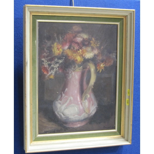 412 - FINETTA CHAMBERLAIN. A Still life of Flowers in a jug, signed,, oil on board, 19 1/2 x 16 in; A Stil... 