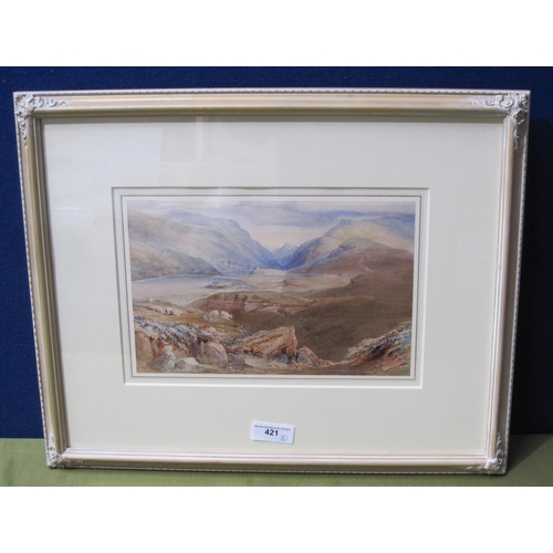 421 - FOLLOWER OF CORNELIUS PEARSON. Llyn Padarn and Llyn Peris, Llanberis,, North Wales, watercolour, 8 x... 