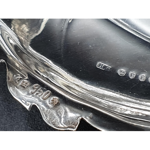 100 - A Victorian Continental silver leaf shape Dish on ball feet, import mark London 1890