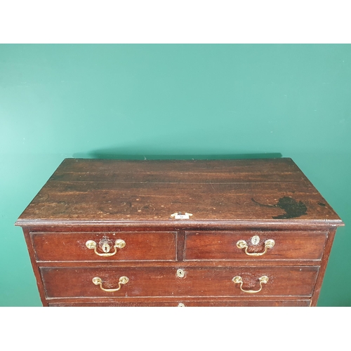 12 - A 19th Century oak Chest of two short and four long drawers mounted on bracket feet 4ft 2in H x 3ft ... 