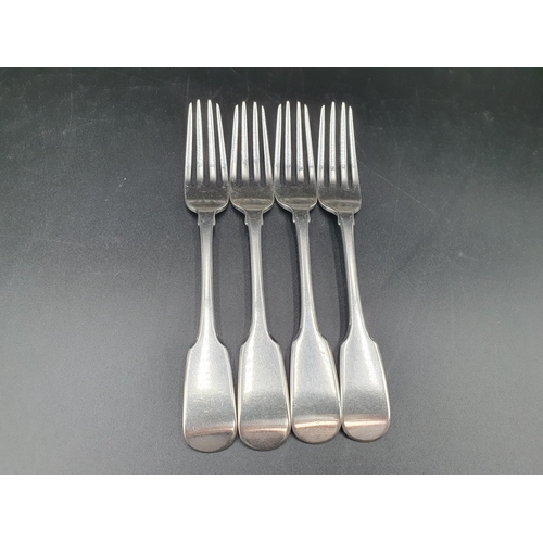 126 - *** WITHDRAWN *** Four Wm IV silver Dessert Forks fiddle pattern, London 1832