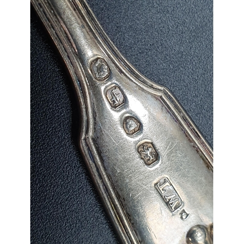 127 - Three Victorian silver Dessert Spoons, fiddle pattern engraved initials, London 1887, another pair, ... 