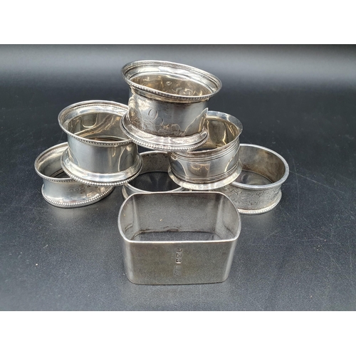 134 - Seven various silver Napkin Rings