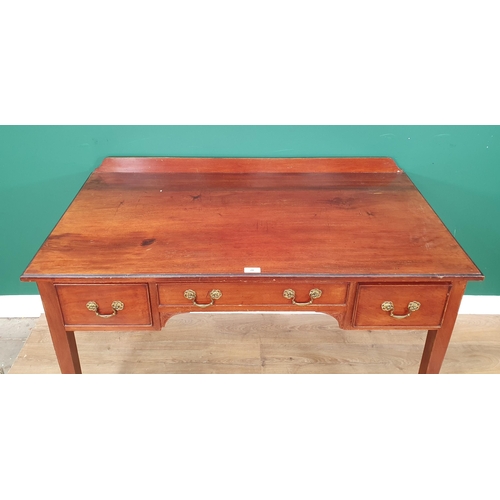 20 - An Edwardian walnut Desk fitted three drawers mounted upon square supports 4ft 3in W x 2ft 8in H (R4... 