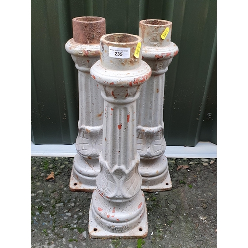 235 - Three cast iron Posts, 17in H