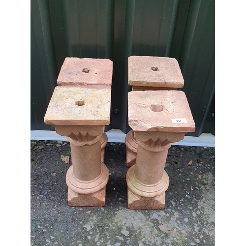 237 - A set of four terracotta Posts, 15in H A/F