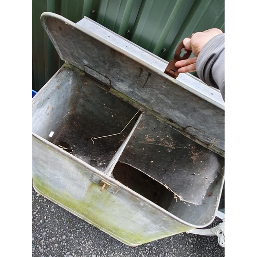 241 - A galvanised Corn Bin with two hinged covers, 3ft 5in H x 3ft 2in W