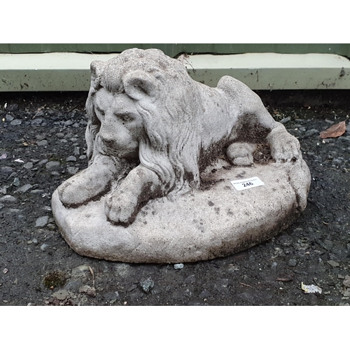 246 - A small reconstituted Garden Figure of a lion, 12in L