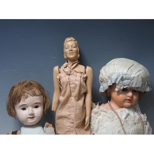 285 - Three Vintage unnamed Dolls. (R9).