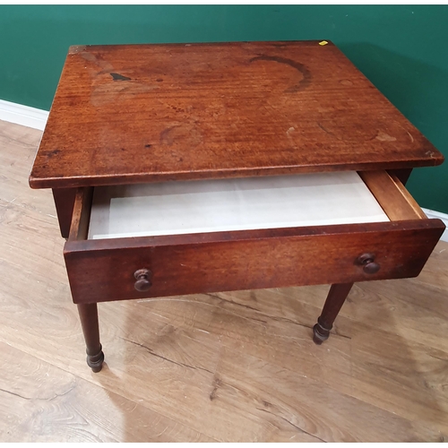 29 - A 19th Century mahogany Work Table fitted single drawer above slide out compartment mounted on turne... 