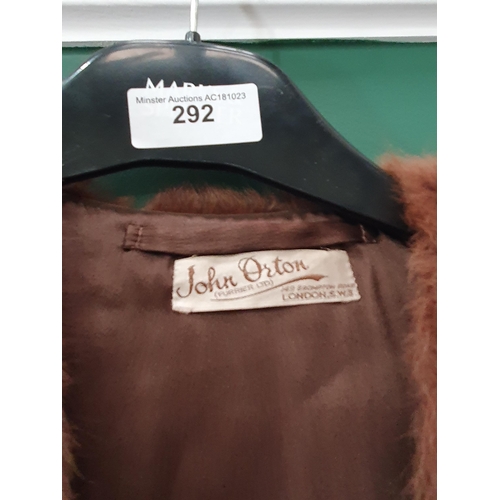 292 - A brown full length Fur Coat, a Cape and a Muff (FW)