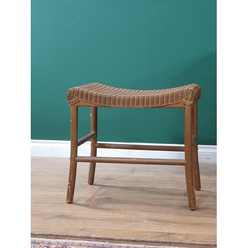 31 - A gold painted Lloyd Loom Tub Chair and Stool (R6)